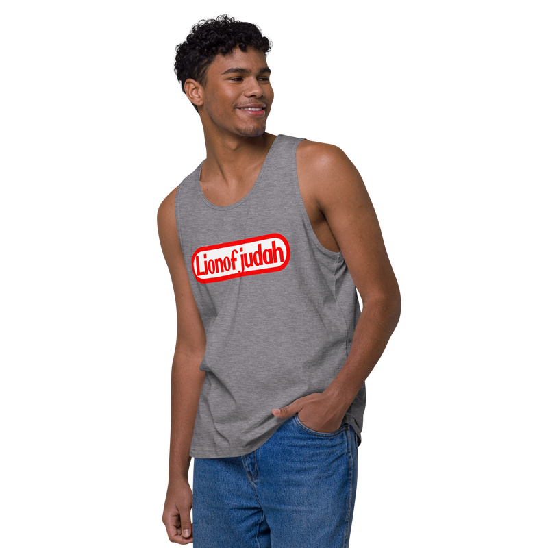 Lion Of Judah Nintendo WordPlay Spinoff Design Men’s premium tank top