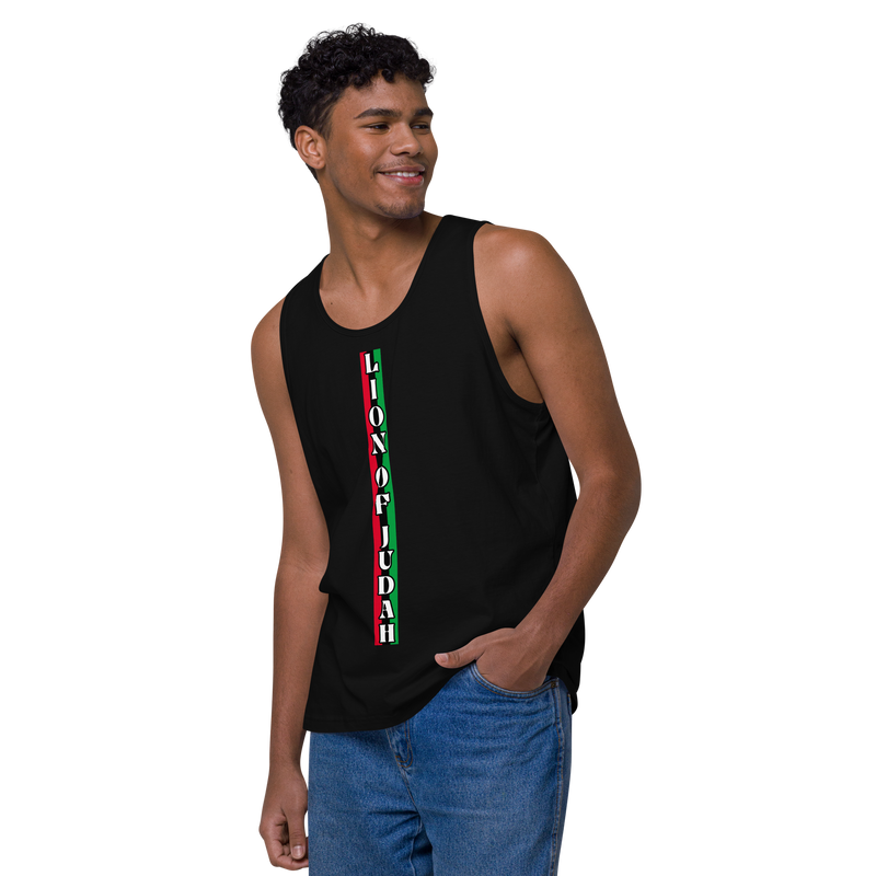 Lion of Judah (R.B.G) Red Black Green logo Design Men’s premium tank top