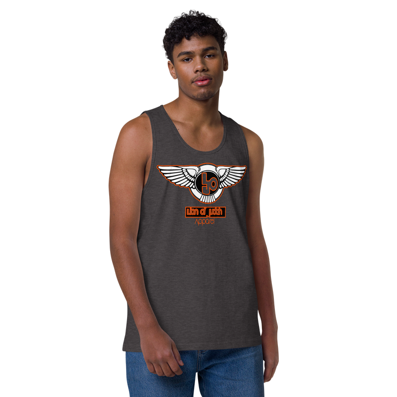 Lion Of Judah Orange Design logo Men’s premium tank top