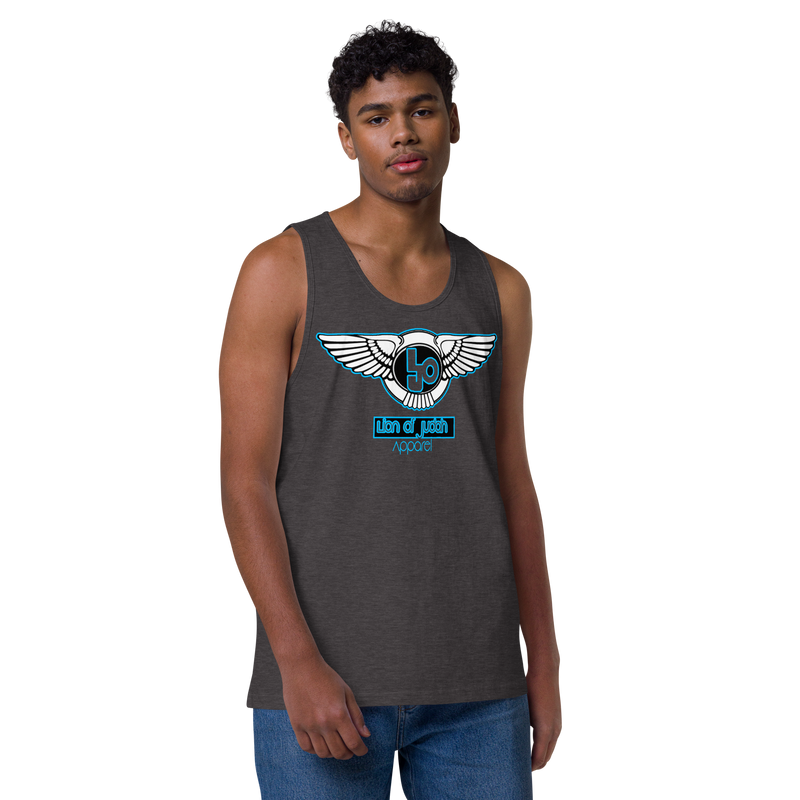Lion Of Judah Baby Blue Design logo Men’s premium tank top