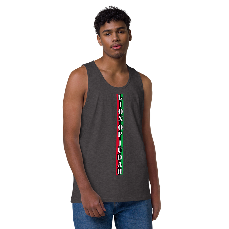 Lion of Judah (R.B.G) Red Black Green logo Design Men’s premium tank top