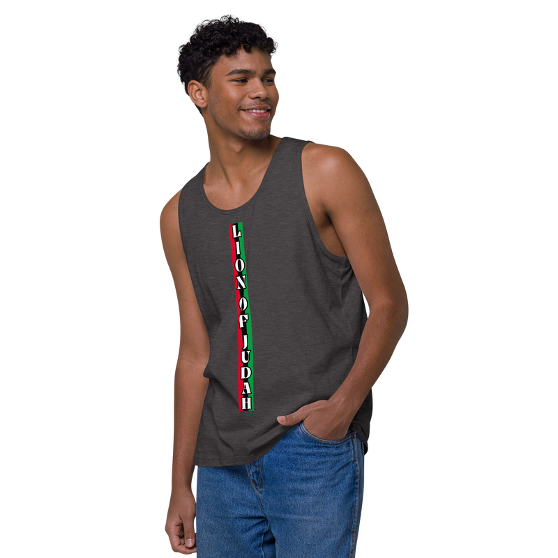 Lion of Judah (R.B.G) Red Black Green logo Design Men’s premium tank top