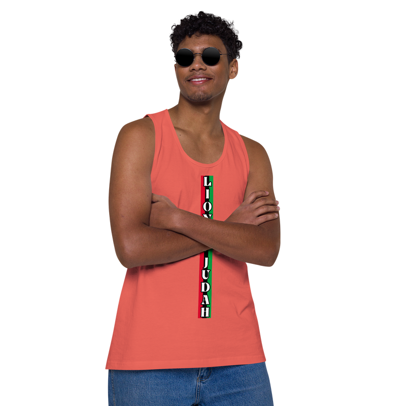 Lion of Judah (R.B.G) Red Black Green logo Design Men’s premium tank top