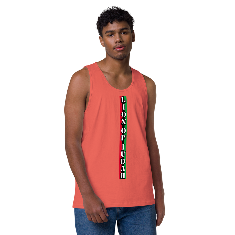 Lion of Judah (R.B.G) Red Black Green logo Design Men’s premium tank top