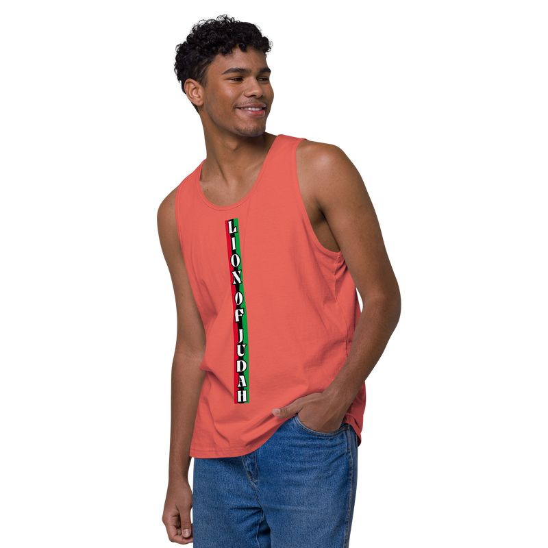 Lion of Judah (R.B.G) Red Black Green logo Design Men’s premium tank top