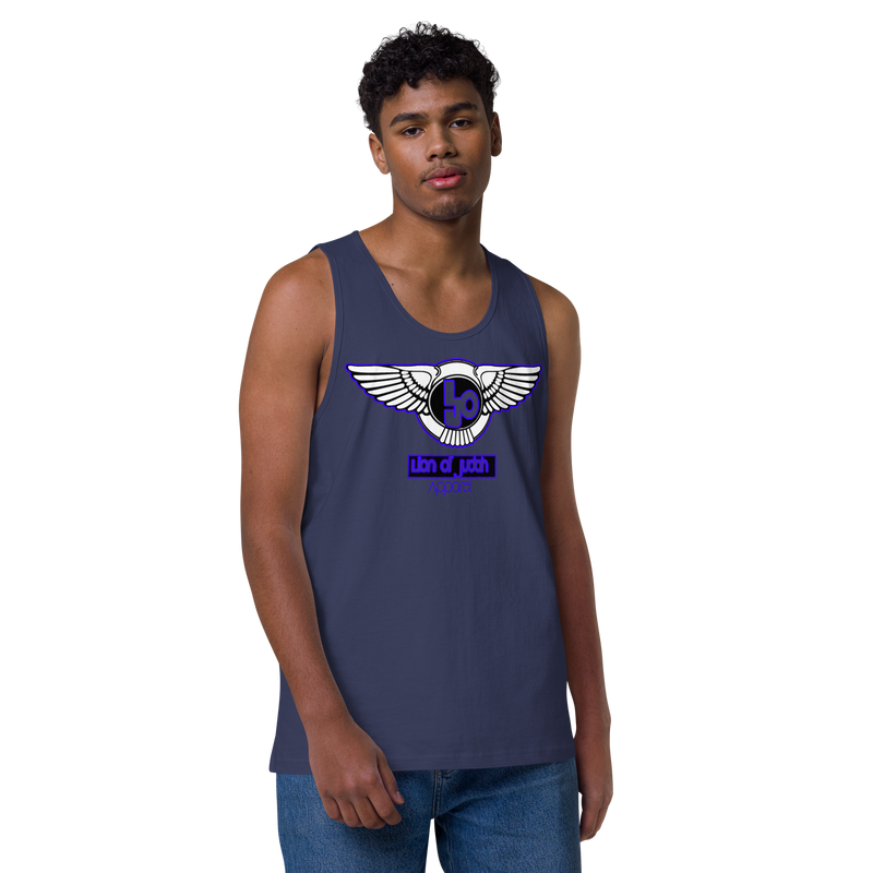 Lion Of Judah Blue Design logo Men’s premium tank top