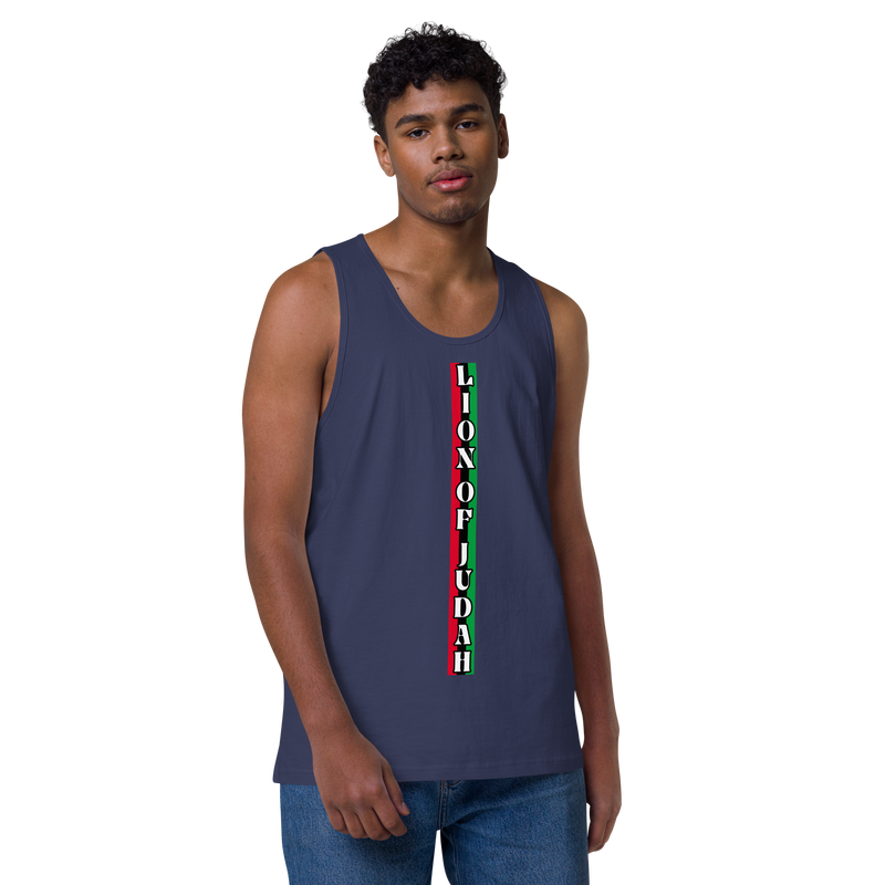 Lion of Judah (R.B.G) Red Black Green logo Design Men’s premium tank top