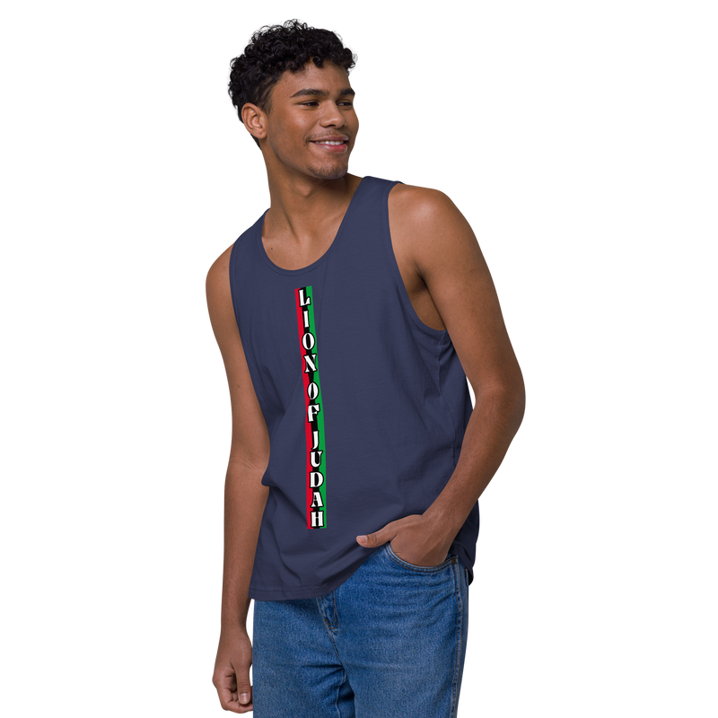 Lion of Judah (R.B.G) Red Black Green logo Design Men’s premium tank top