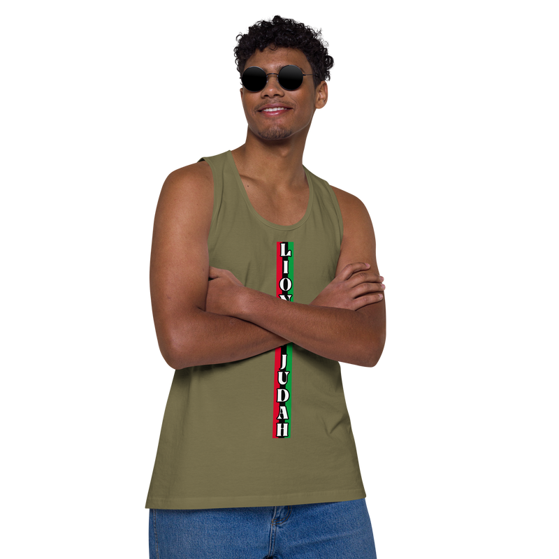 Lion of Judah (R.B.G) Red Black Green logo Design Men’s premium tank top