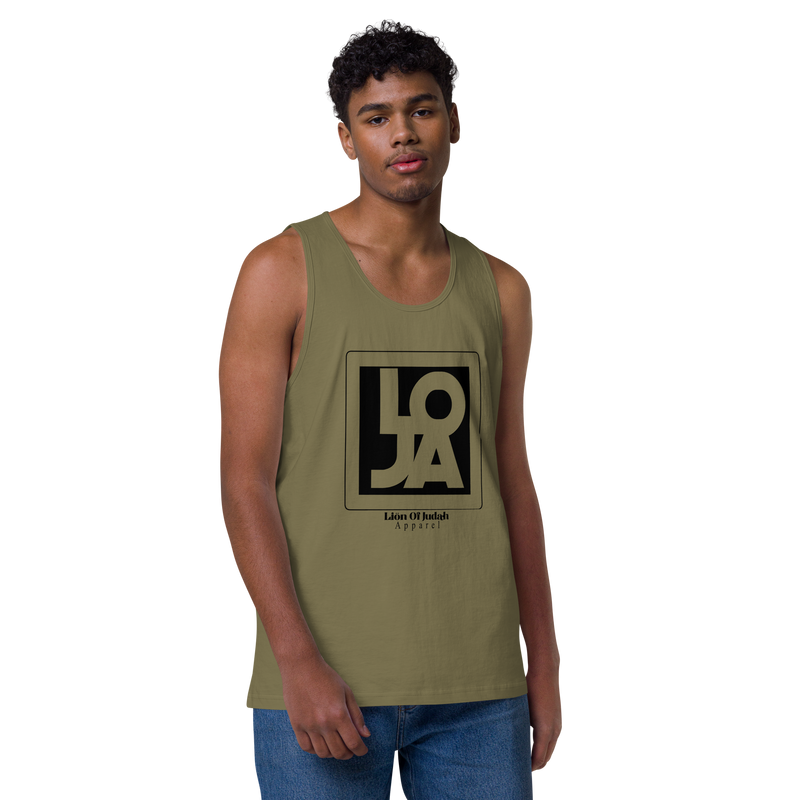 Lion Of Judah Apparel Black Design logo Men’s premium tank top