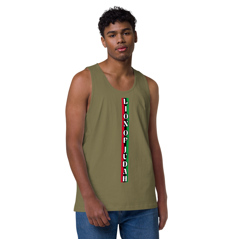 Lion of Judah (R.B.G) Red Black Green logo Design Men’s premium tank top