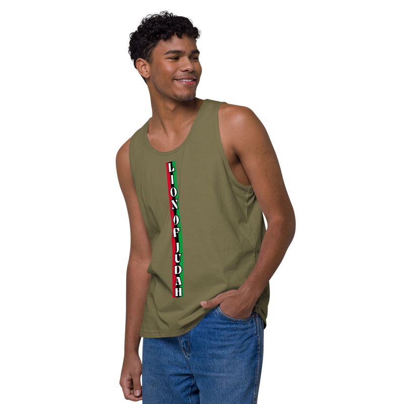 Lion of Judah (R.B.G) Red Black Green logo Design Men’s premium tank top