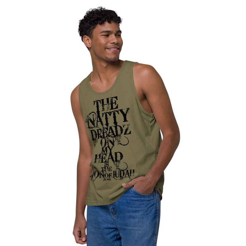 From The Natty Dreadz on my head Lion Of Judah is in me! Men’s premium tank top
