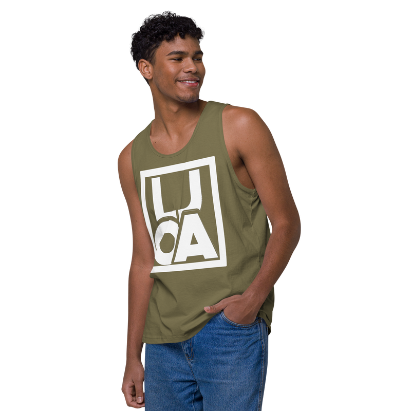 Lion Of Judah Apparel White new logo Men’s Premium Tank Top