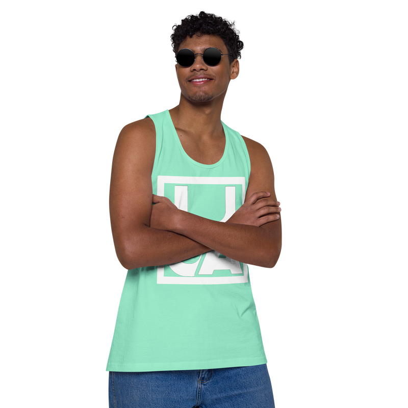 Lion Of Judah Apparel White new logo Men’s Premium Tank Top