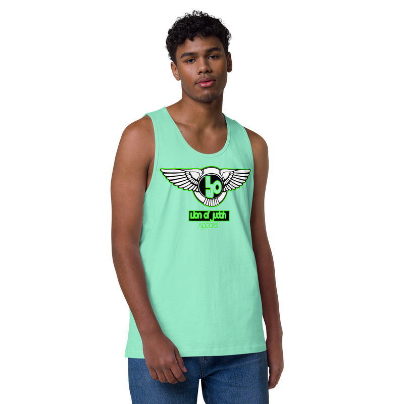 Lion Of Judah Green Design logo Men’s premium tank top