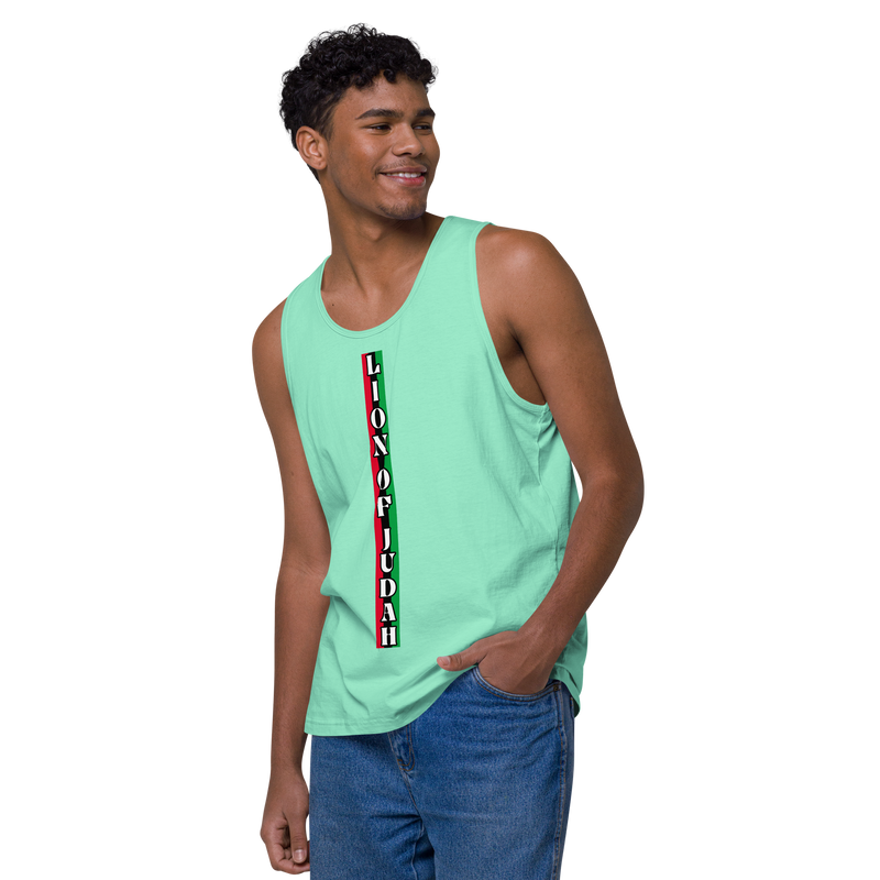 Lion of Judah (R.B.G) Red Black Green logo Design Men’s premium tank top