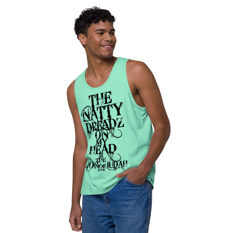 From The Natty Dreadz on my head Lion Of Judah is in me! Men’s premium tank top