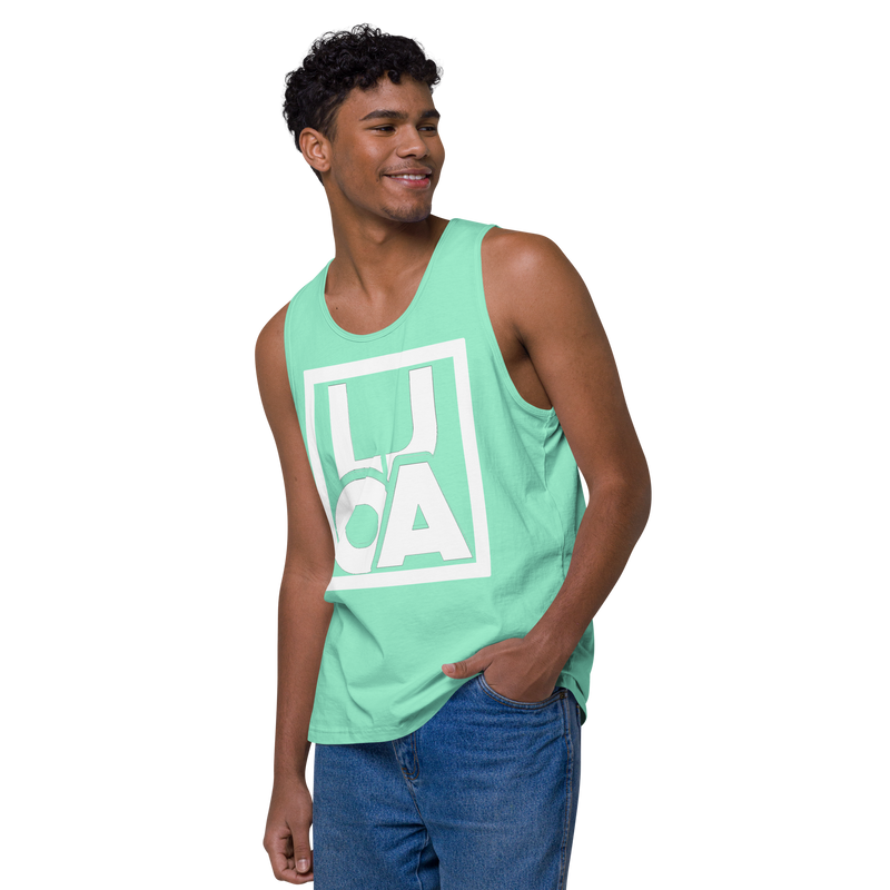 Lion Of Judah Apparel White new logo Men’s Premium Tank Top