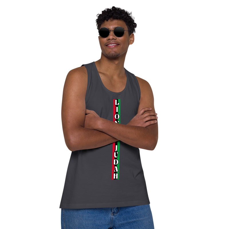 Lion of Judah (R.B.G) Red Black Green logo Design Men’s premium tank top