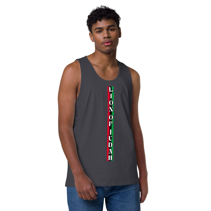 Lion of Judah (R.B.G) Red Black Green logo Design Men’s premium tank top