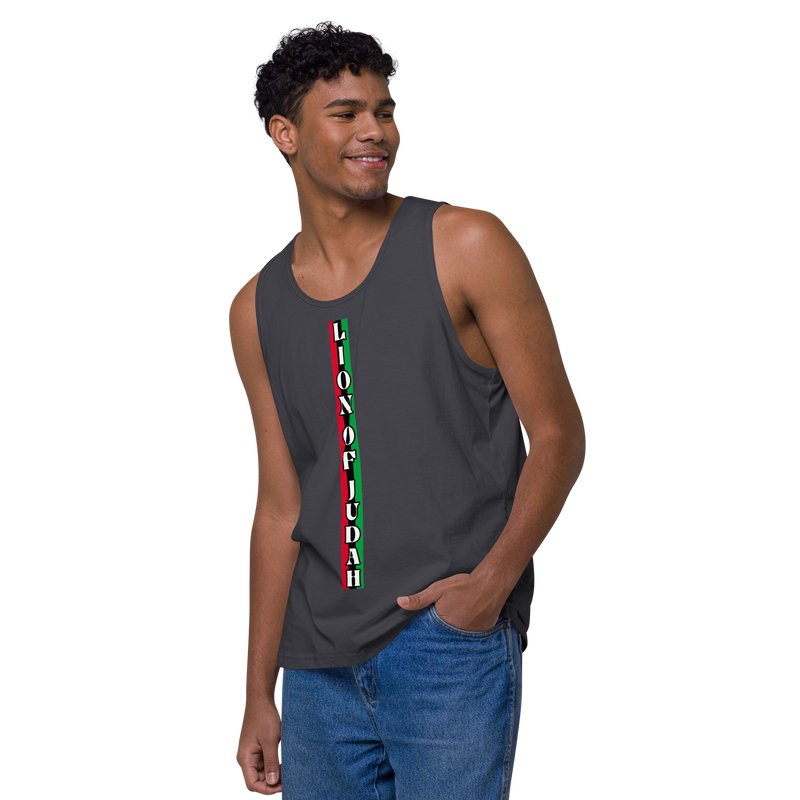 Lion of Judah (R.B.G) Red Black Green logo Design Men’s premium tank top