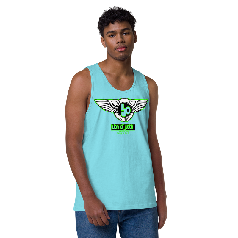 Lion Of Judah Green Design logo Men’s premium tank top
