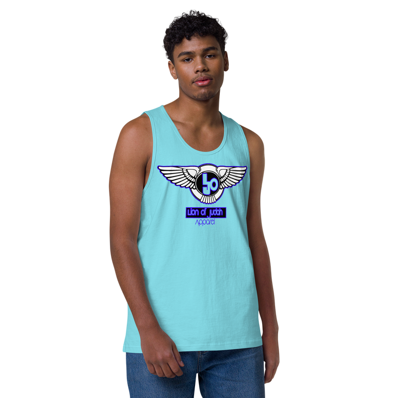 Lion Of Judah Blue Design logo Men’s premium tank top