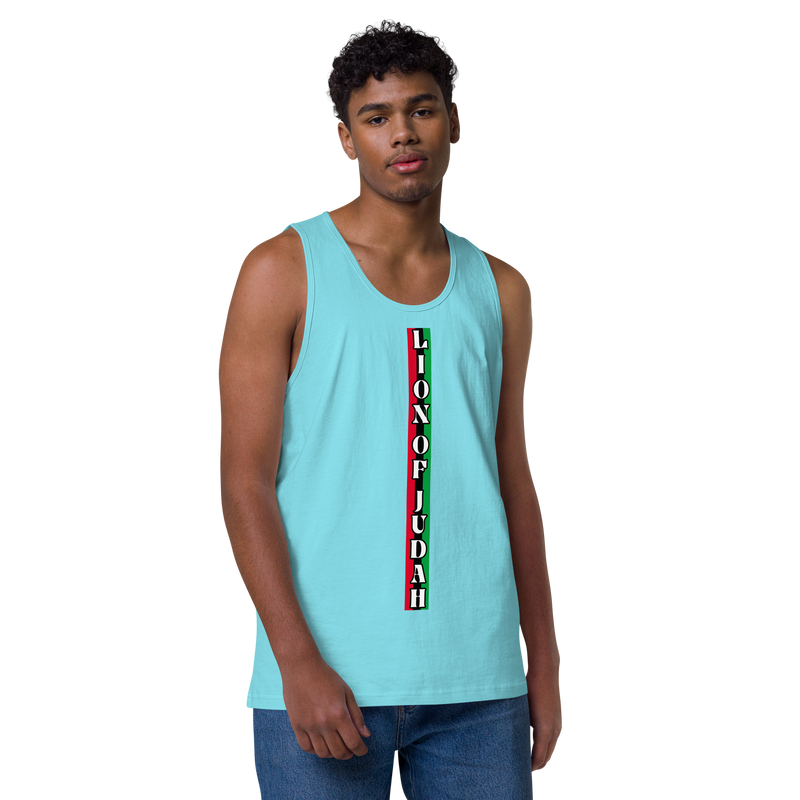 Lion of Judah (R.B.G) Red Black Green logo Design Men’s premium tank top