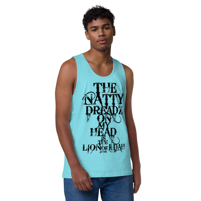 From The Natty Dreadz on my head Lion Of Judah is in me! Men’s premium tank top