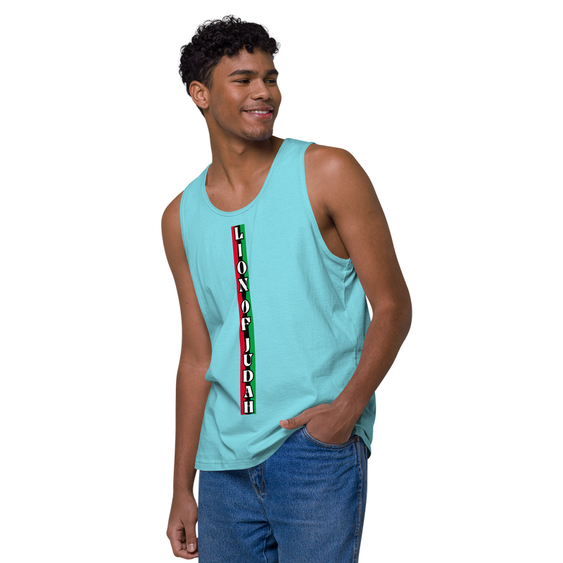 Lion of Judah (R.B.G) Red Black Green logo Design Men’s premium tank top