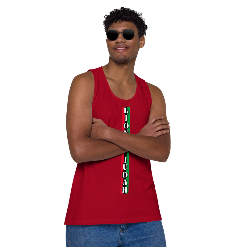 Lion of Judah (R.B.G) Red Black Green logo Design Men’s premium tank top