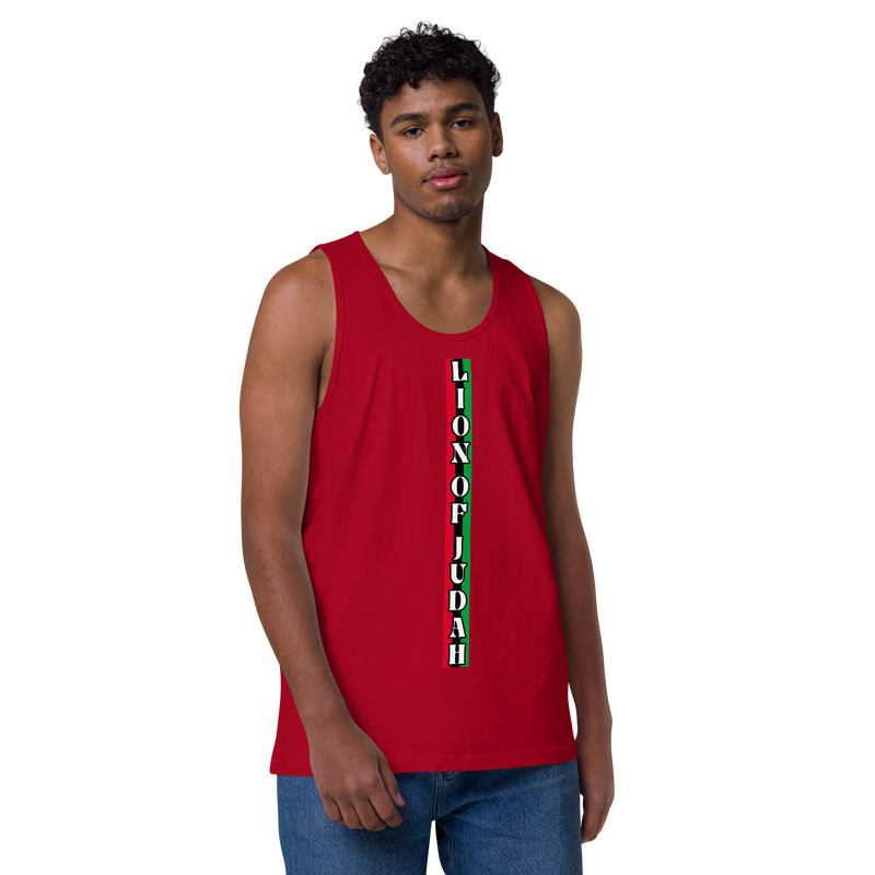 Lion of Judah (R.B.G) Red Black Green logo Design Men’s premium tank top