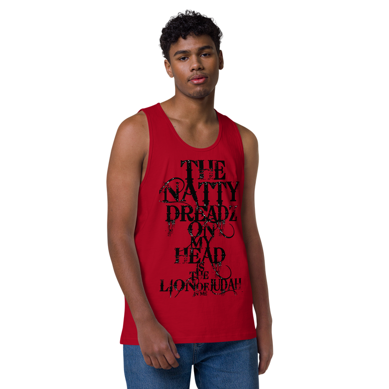 From The Natty Dreadz on my head Lion Of Judah is in me! Men’s premium tank top