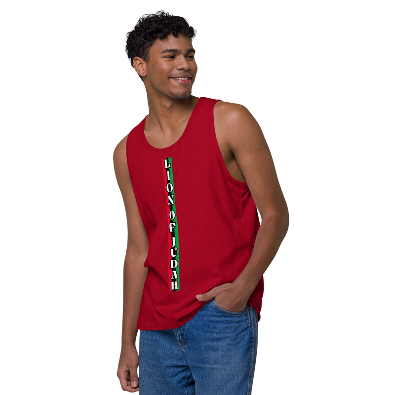 Lion of Judah (R.B.G) Red Black Green logo Design Men’s premium tank top