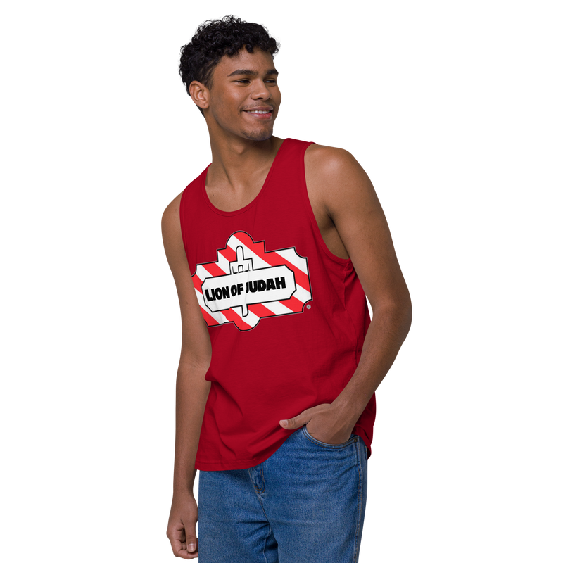 Lion Of Judah Friday Wordplay Spinoff Design Men’s premium tank top