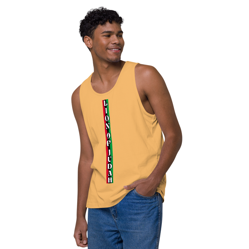 Lion of Judah (R.B.G) Red Black Green logo Design Men’s premium tank top