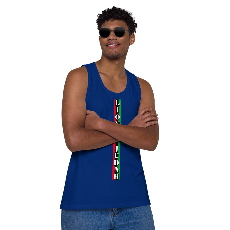 Lion of Judah (R.B.G) Red Black Green logo Design Men’s premium tank top