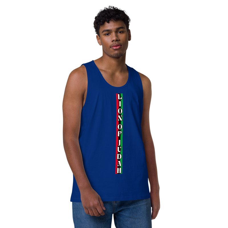 Lion of Judah (R.B.G) Red Black Green logo Design Men’s premium tank top