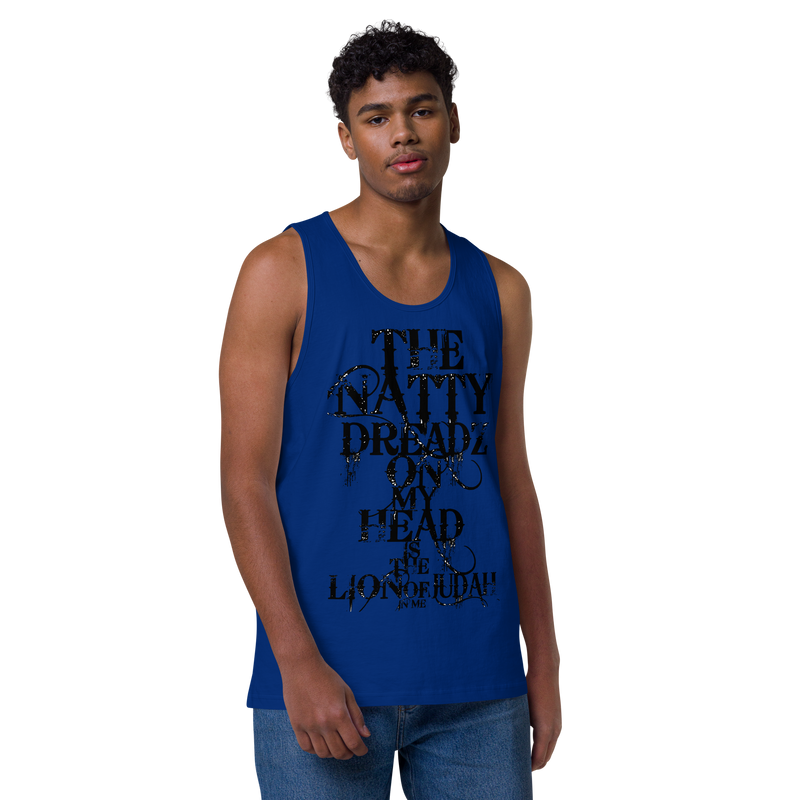 From The Natty Dreadz on my head Lion Of Judah is in me! Men’s premium tank top