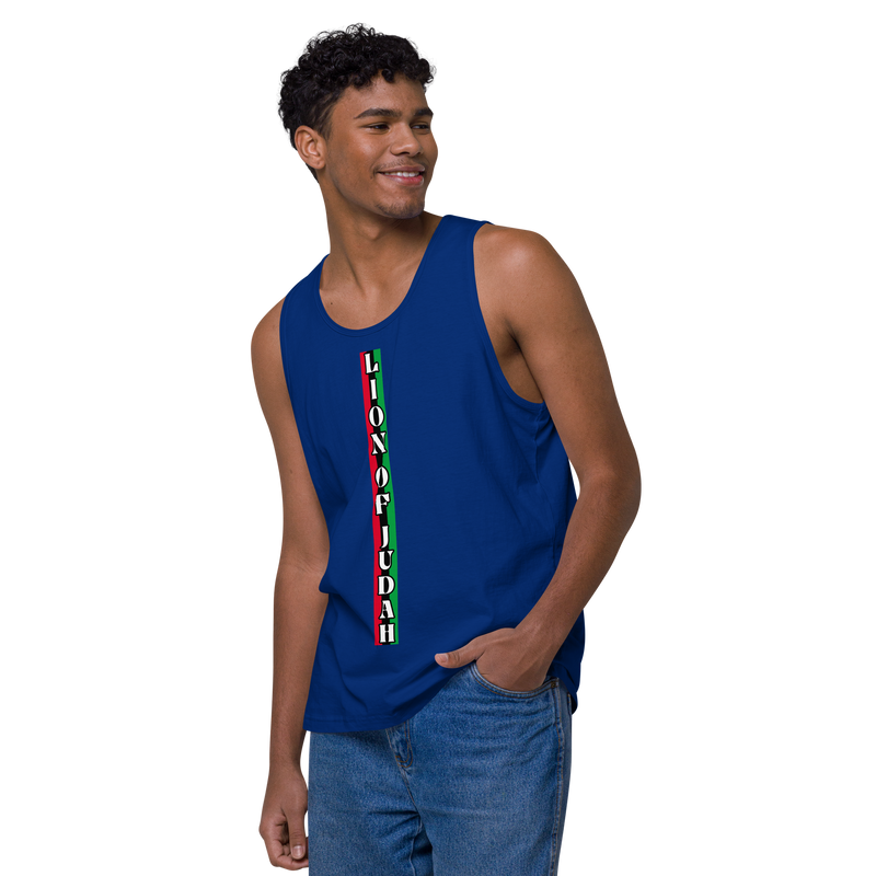 Lion of Judah (R.B.G) Red Black Green logo Design Men’s premium tank top
