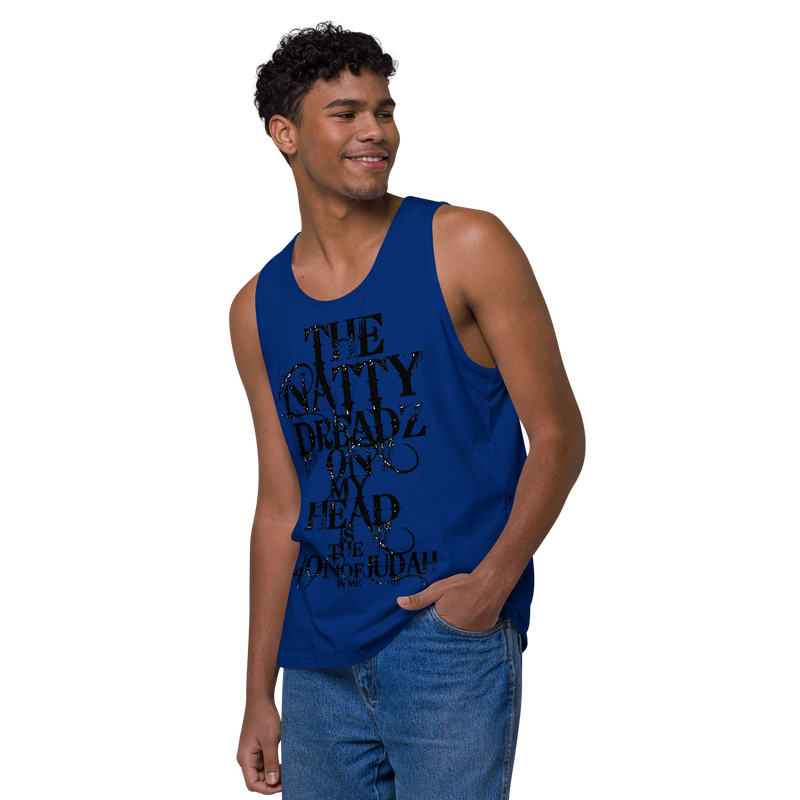 From The Natty Dreadz on my head Lion Of Judah is in me! Men’s premium tank top