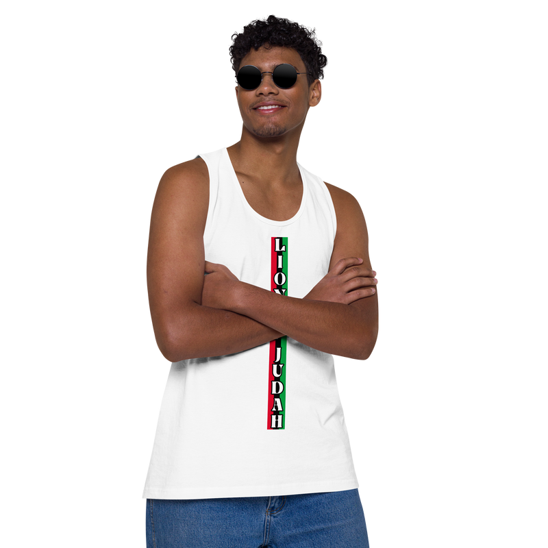 Lion of Judah (R.B.G) Red Black Green logo Design Men’s premium tank top