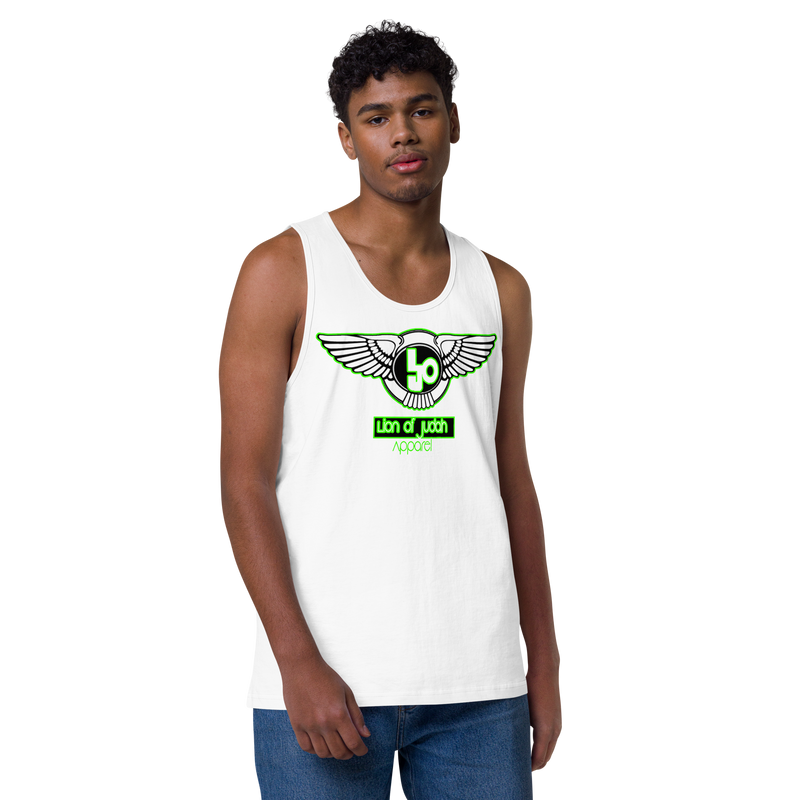 Lion Of Judah Green Design logo Men’s premium tank top