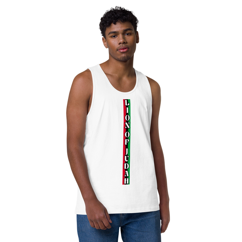 Lion of Judah (R.B.G) Red Black Green logo Design Men’s premium tank top