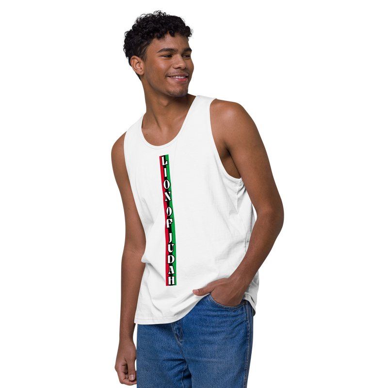 Lion of Judah (R.B.G) Red Black Green logo Design Men’s premium tank top