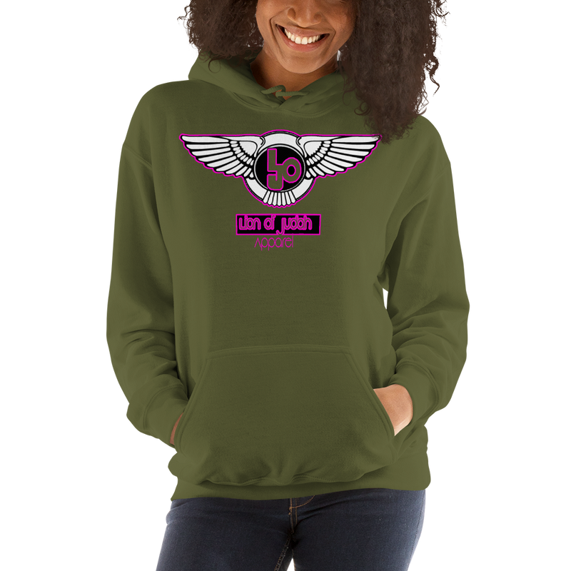 Lion Of Judah Wingz Pink logo Unisex Hoodie