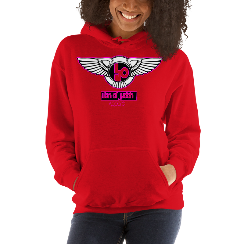 Lion Of Judah Wingz Pink logo Unisex Hoodie