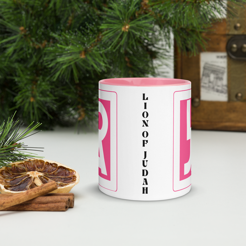 Lion Of Judah Apparel Pink Logo Mug with Color Inside