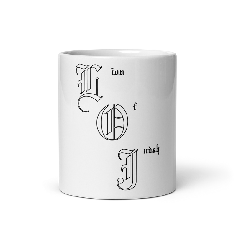 Lion Of Judah letters White glossy mug